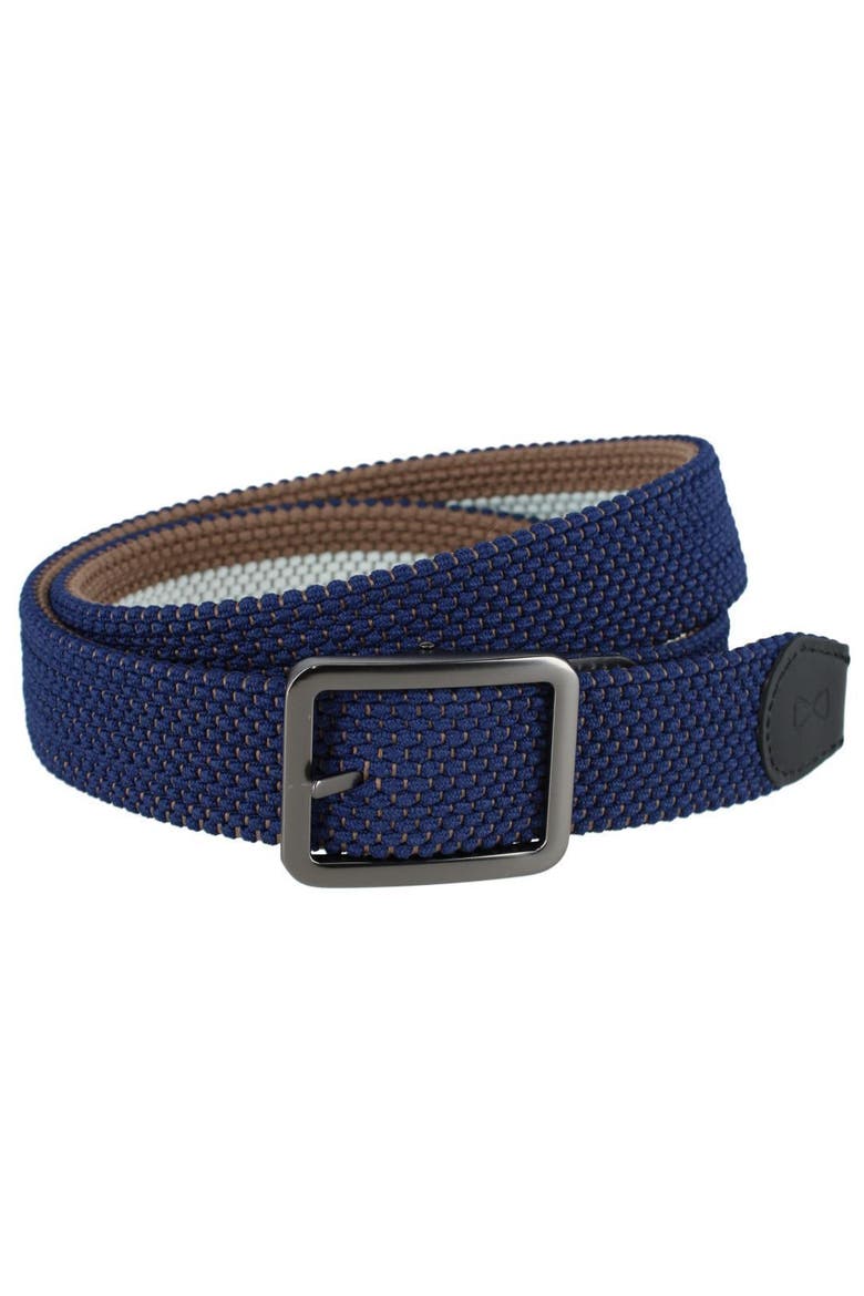 Matias Blue & Kahki Stripe Reversible Braided 35MM Golf Belt, Alternate, color, Blue and Khaki Stripes