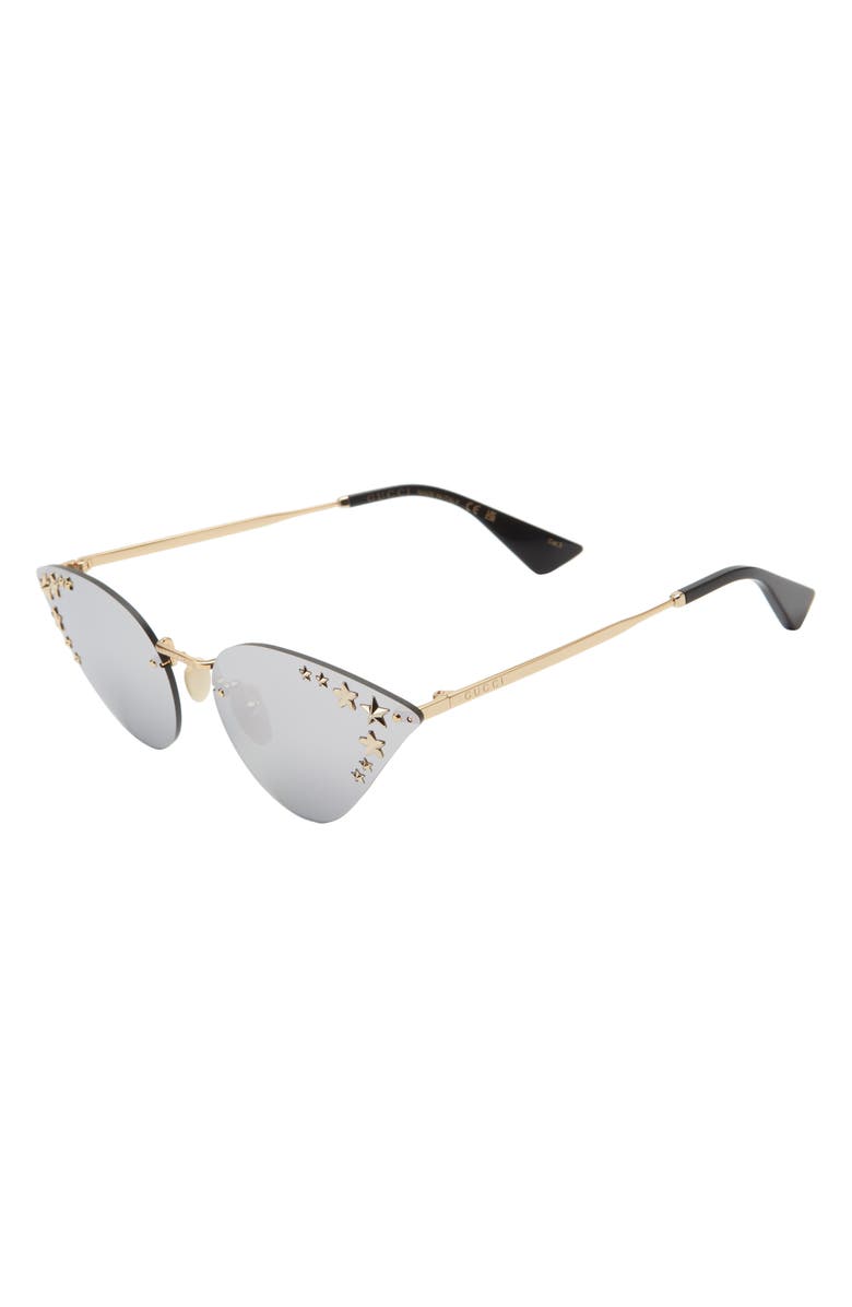 Gucci 64mm Cat Eye Sunglasses, Alternate, color, Gold Gold Silver