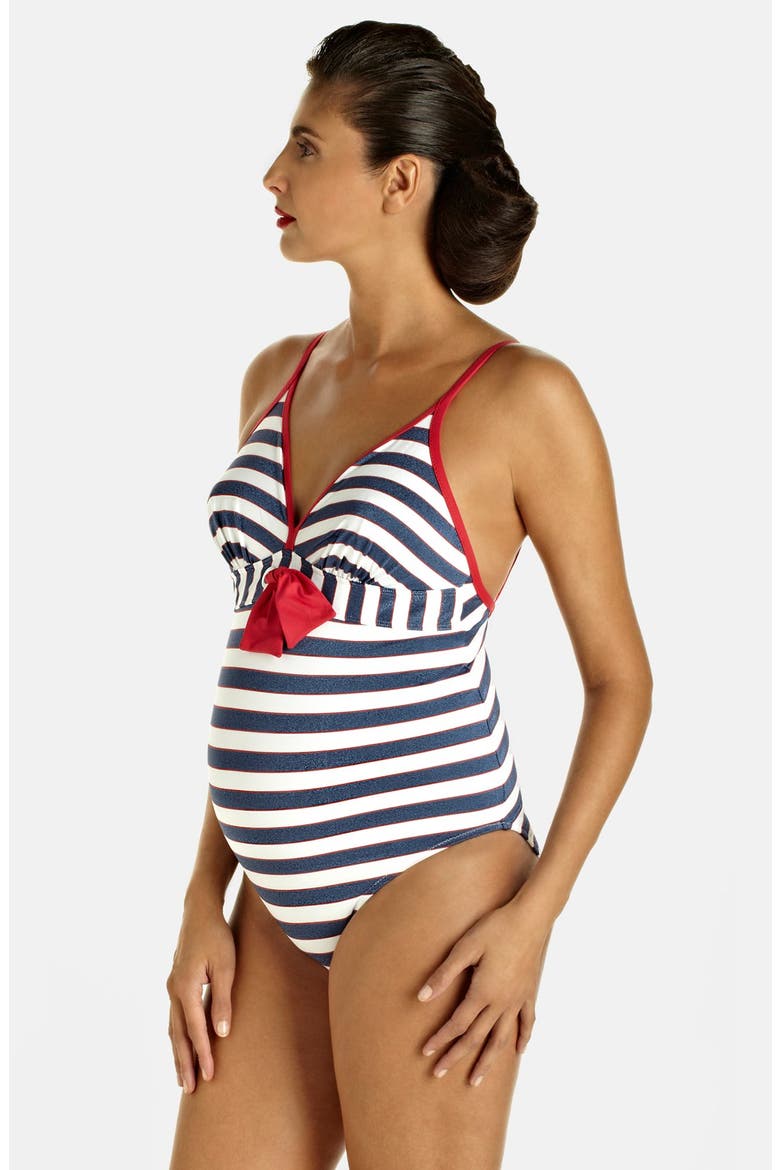 Palm Springs One-Piece Maternity Swimsuit, Main, color, NAVY/ RED
