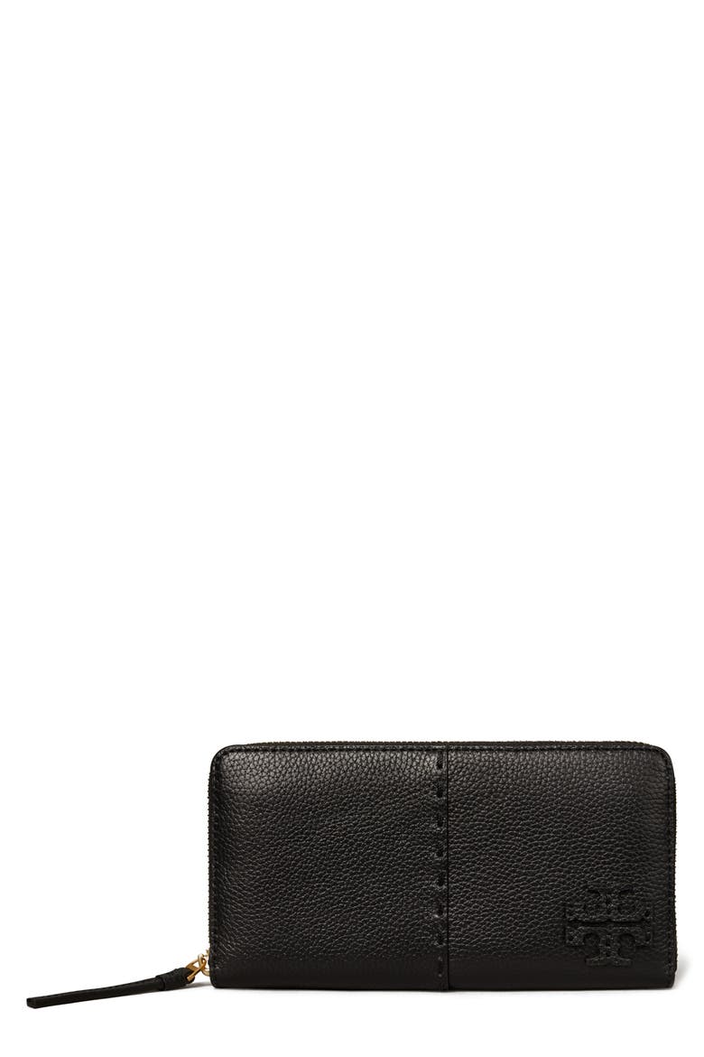 McGraw Continental Leather Zip Wallet, Main, color, BLACK
