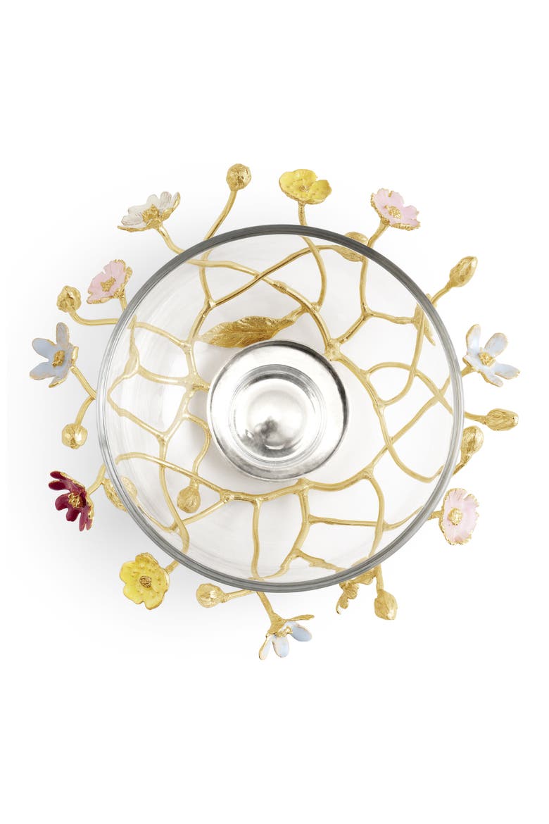 Wildflowers Small Glass Dinnerware Bowl, Alternate, color, GOLD MULTI