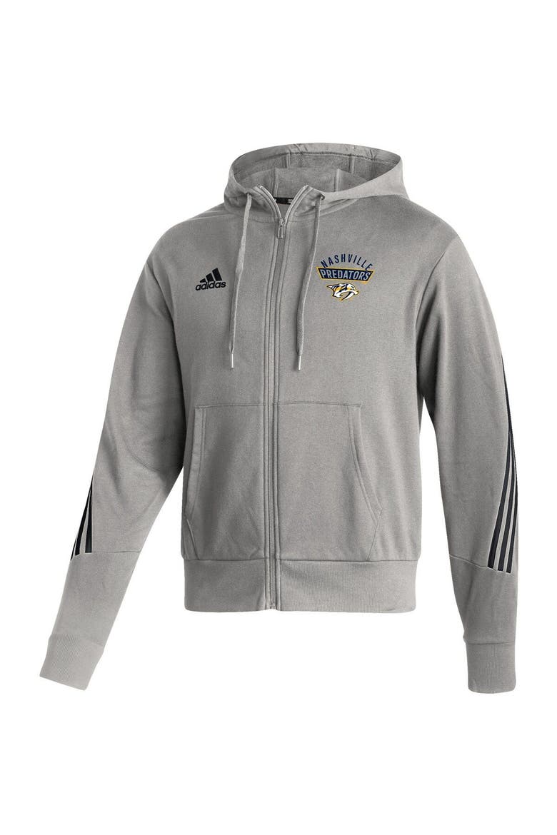 Men's adidas Heathered Gray Nashville Predators Fashion Full-Zip Hoodie, Alternate, color, Heather Gray