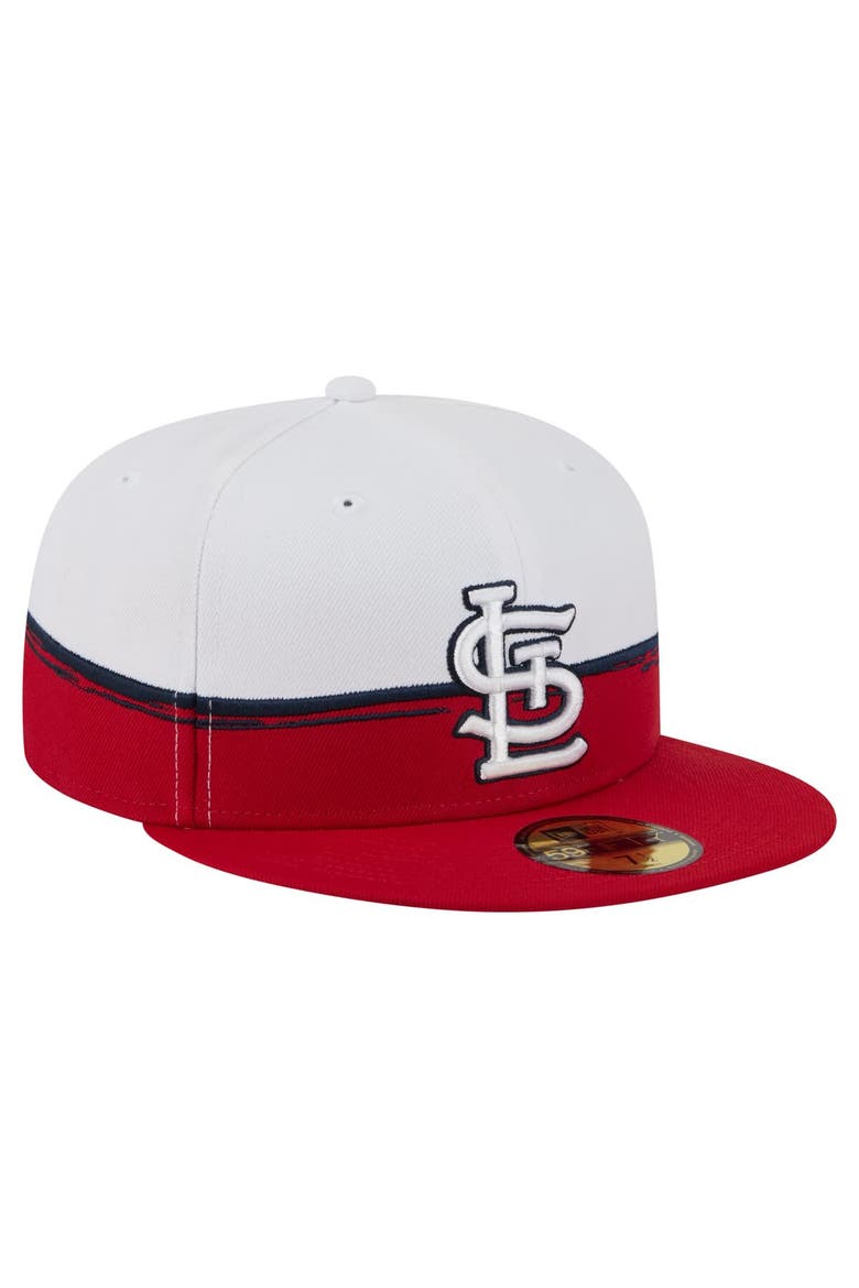 Men's New Era  Red/White St. Louis Cardinals Paint Stroke 59FIFTY Fitted Hat, Alternate, color, Red