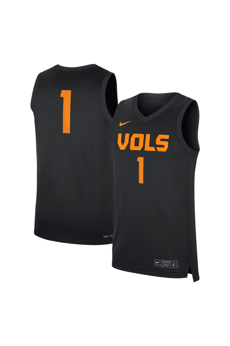 Men's Nike #1 Black Tennessee Volunteers  Replica Basketball Jersey, Main, color, Black
