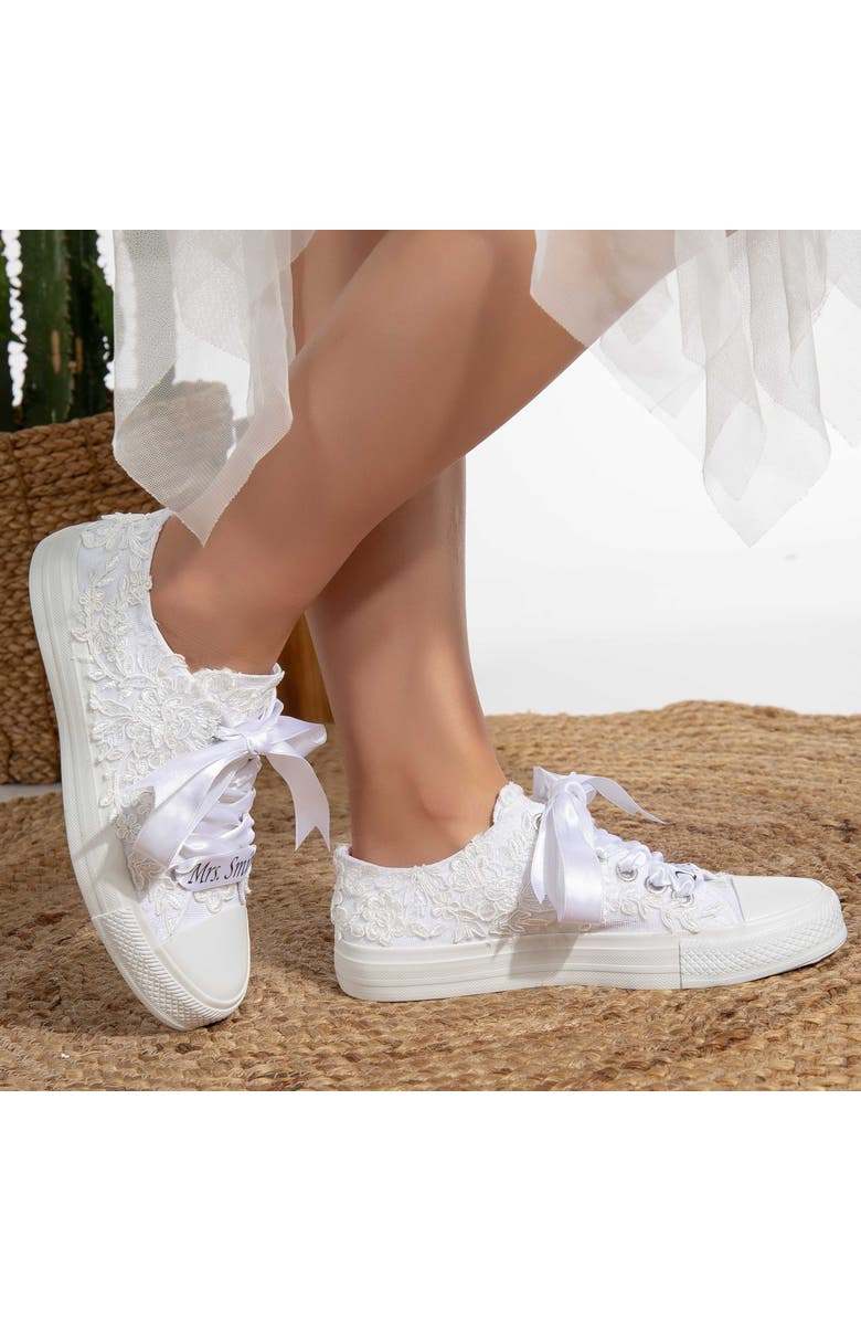 Forever & Always Shoes Belle Lace White Bridal Sneakers, Alternate, color, White