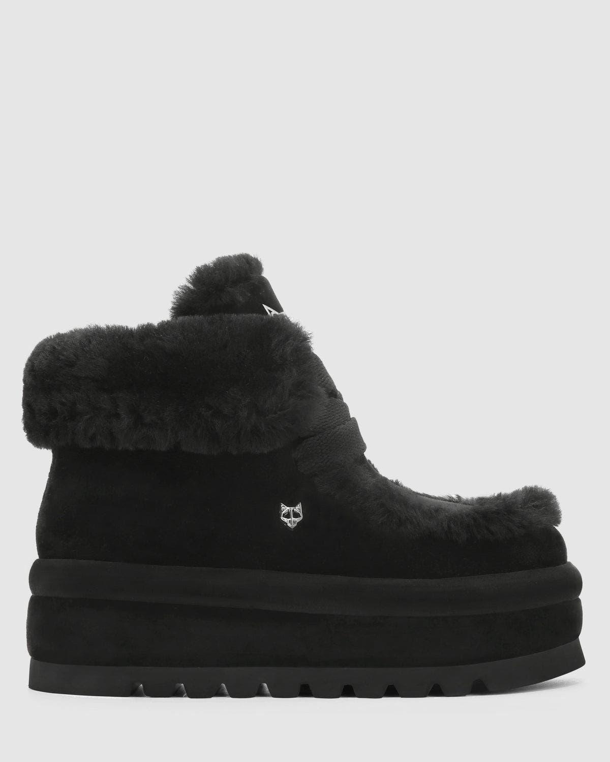 Naked Wolfe Bambi Tan Suede/Shearling, Main, color, Black