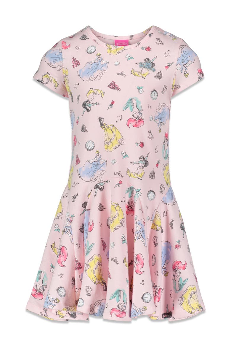 Princess Short Sleeve Skater Dress, Alternate, color, Princess Pink
