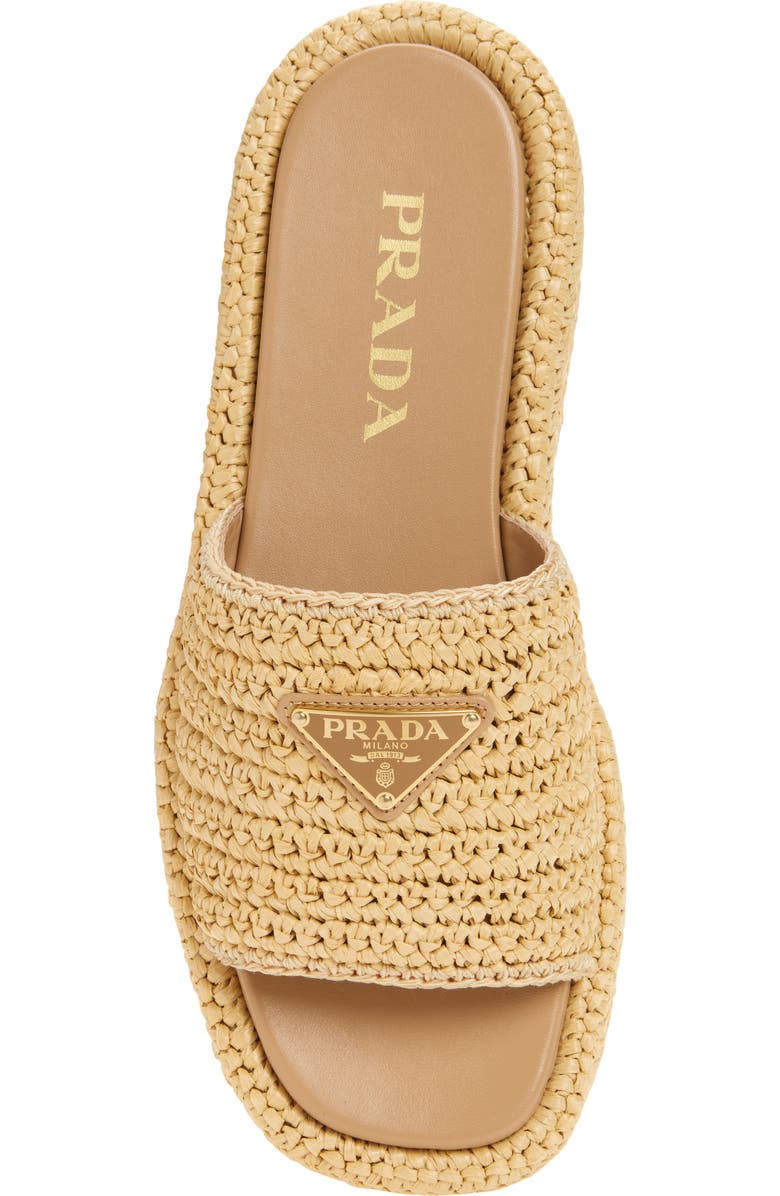 Prada Raffia Flatform Slide Sandal, Alternate, color, Naturale