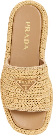 Raffia Flatform Slide Sandal