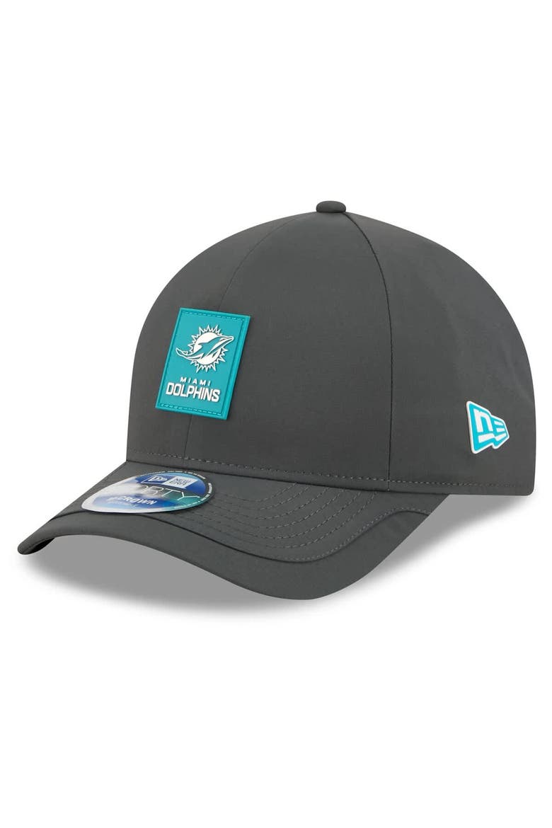 Men's New Era Charcoal Miami Dolphins 2025 Sideline Cold Weather 9FORTY M-Crown Adjustable Hat, Main, color, Charcoal