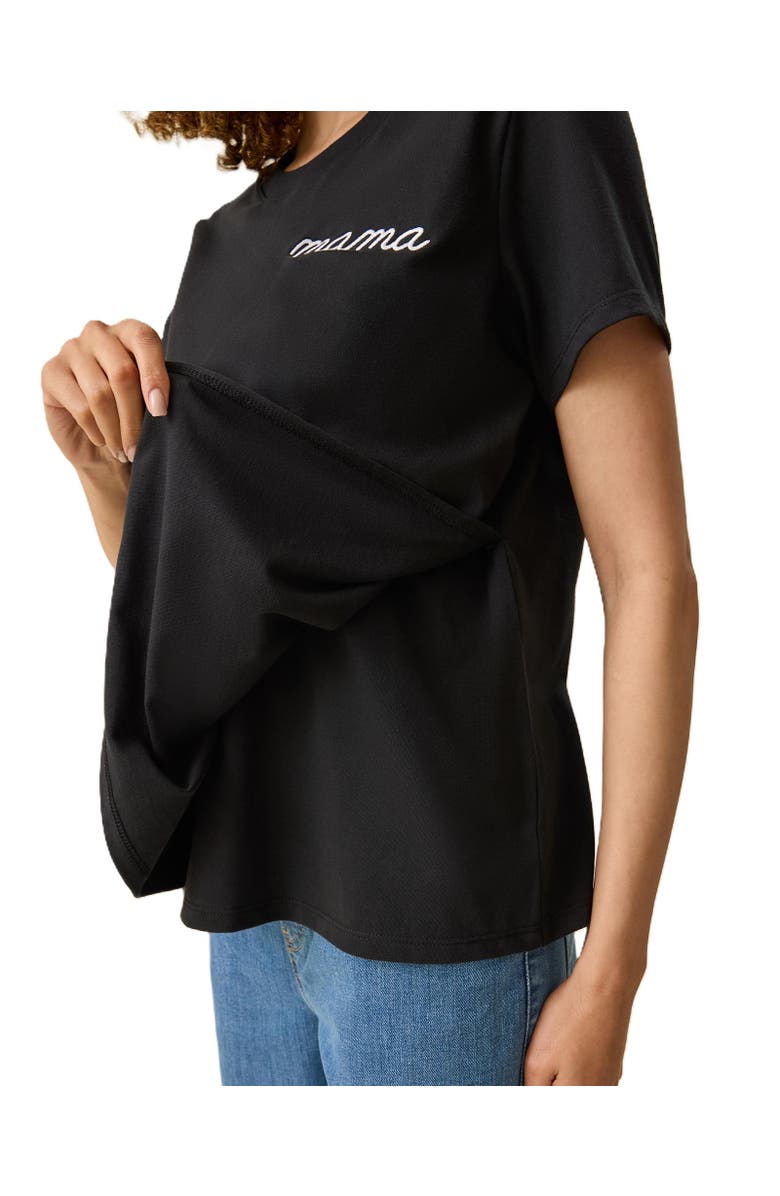 Kindred Bravely Classic Cotton Nursing T-shirt, Alternate, color, Black Embroidered