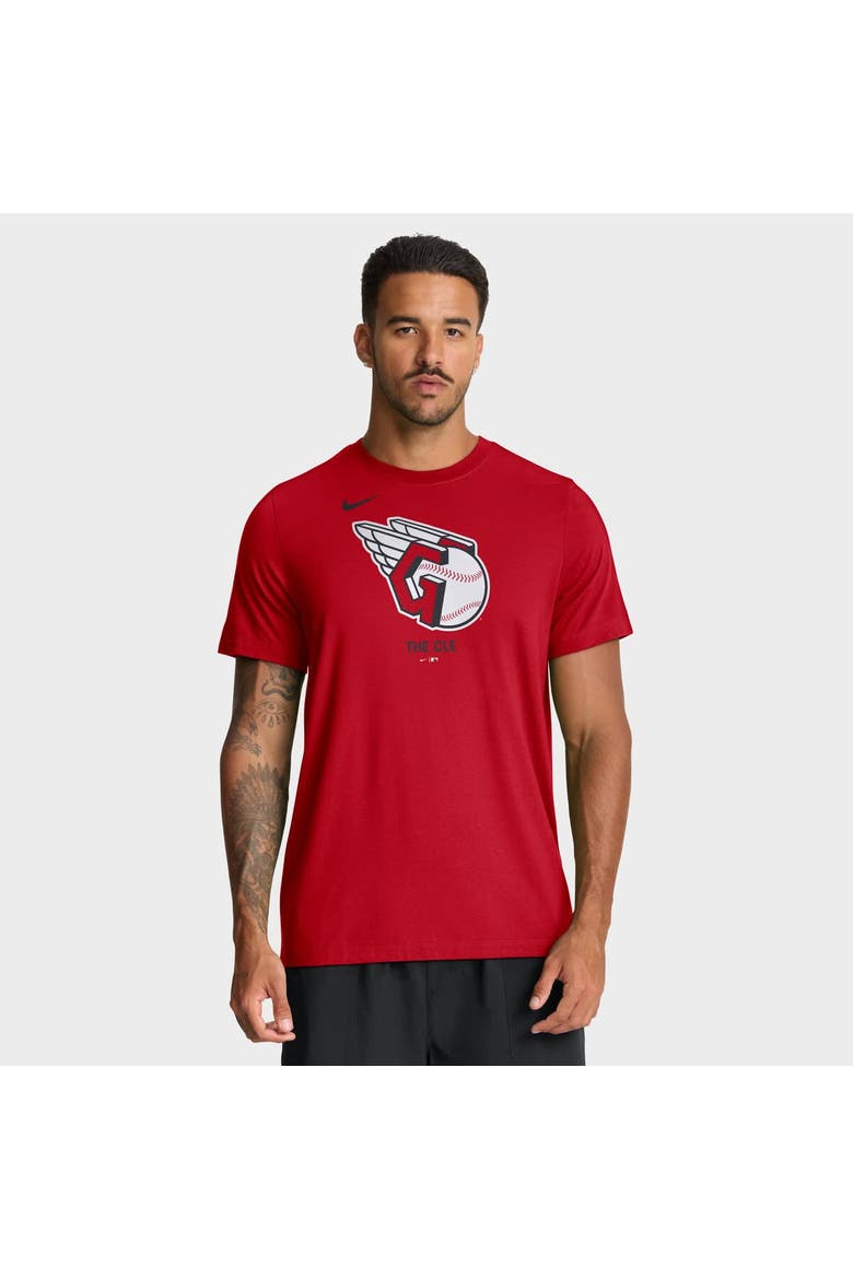 Men's Nike  Red Cleveland Guardians Tri-Blend Logo T-Shirt, Main, color, Red