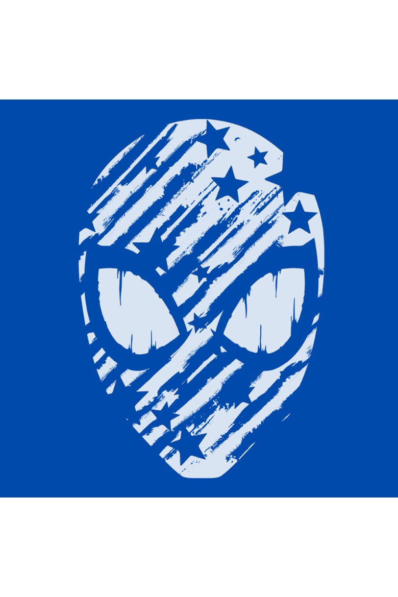 Boy's Marvel Spider-Man Stars and Stripes Mask  Graphic T-Shirt, Alternate, color, Royal Blue