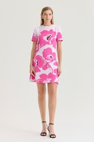Ming Wang Floral Jacquard Soft Knit A-Line Dress