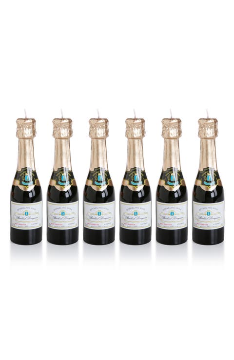 Set of 6 Mini Champagne Bottle Candles