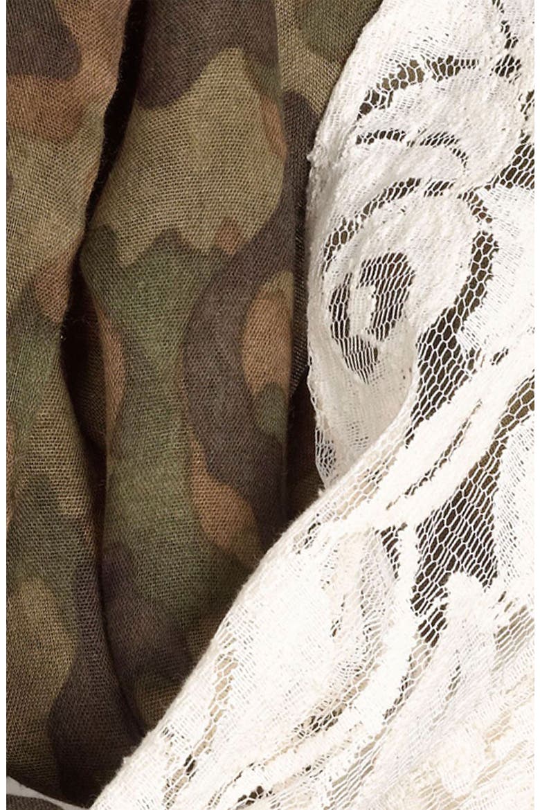 Camo & Lace Circle Scarf, Alternate, color, GREEN