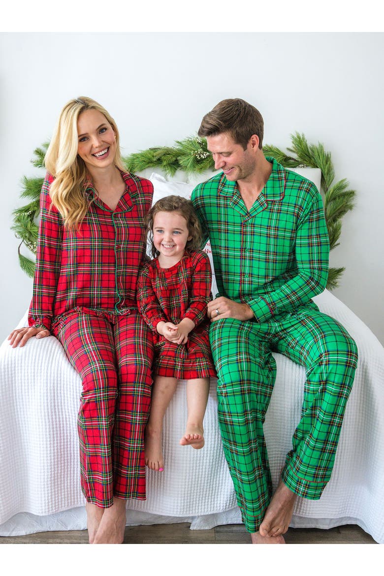 SoftSnooze Women's Ruffle Flare Pajama Set, Alternate, color, Red Nicholas Plaid