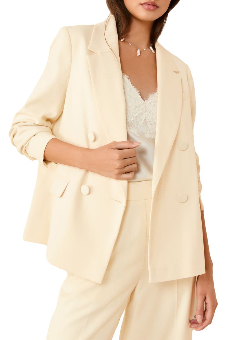 Crosshatch Double Breasted Blazer, Main, color, CREAM