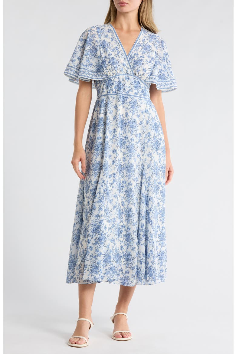 max studio blue floral dress Flutter Sleeve Empire Waist Maxi (Women) Empire waist Skirt Length:44 PUFF SLEEVE V-NECK MIDI Showstopping Sexy Formal Dresses seam pockets Lined 60%