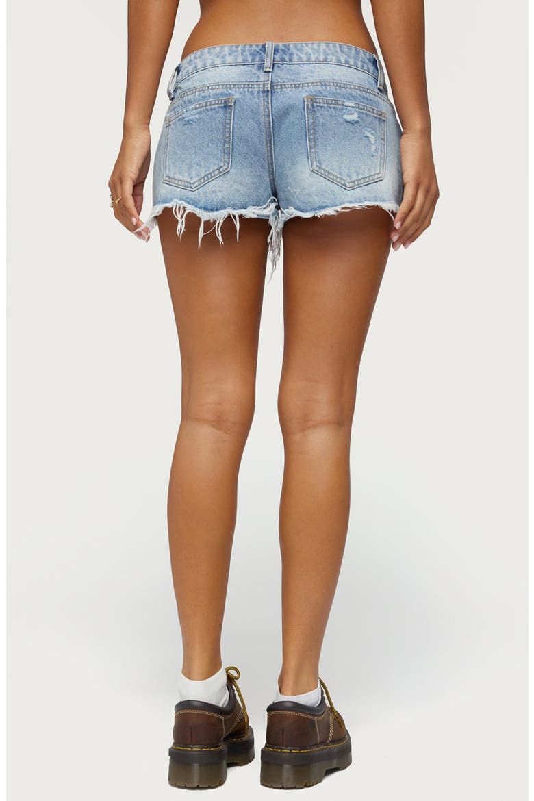 Catrine Low Rise Plaid Pocket Denim Cutoff Shorts, Alternate, color, BLUE-WASHED
