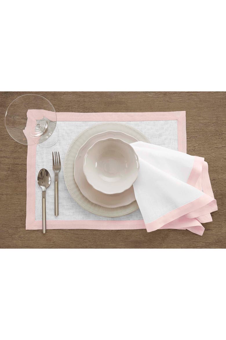 Linen Dinner Napkins Set of 4, 20 x 20" - Classic, Alternate, color, Blush Pink and White