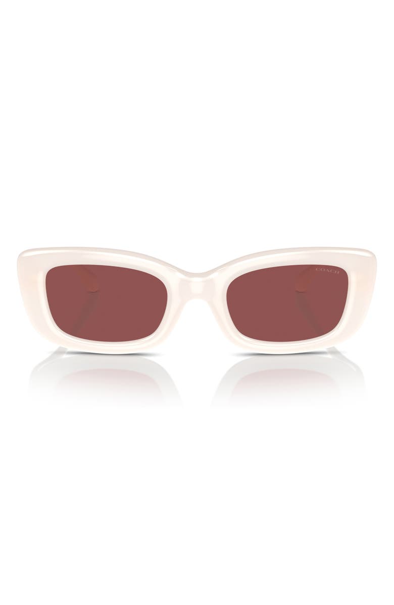 COACH 51mm Rectangular Sunglasses, Alternate, color, Wine