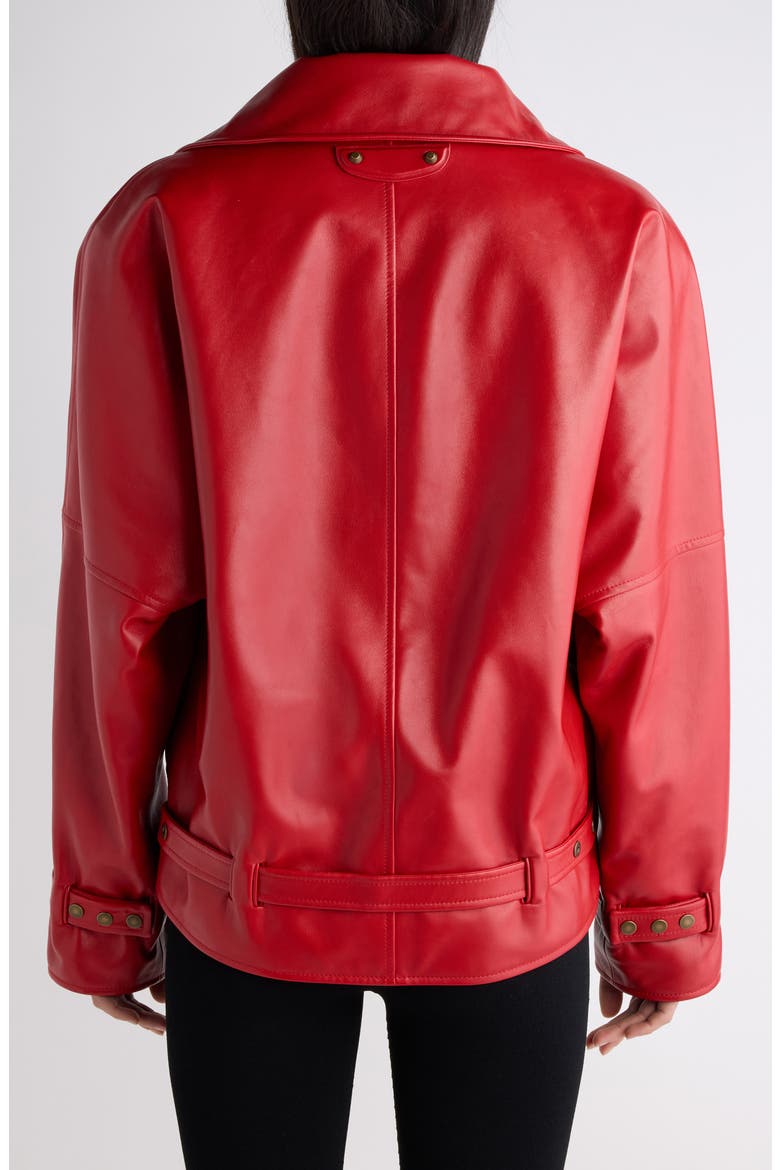 Big Collar Leather Jacket, Alternate, color, 6400 RED