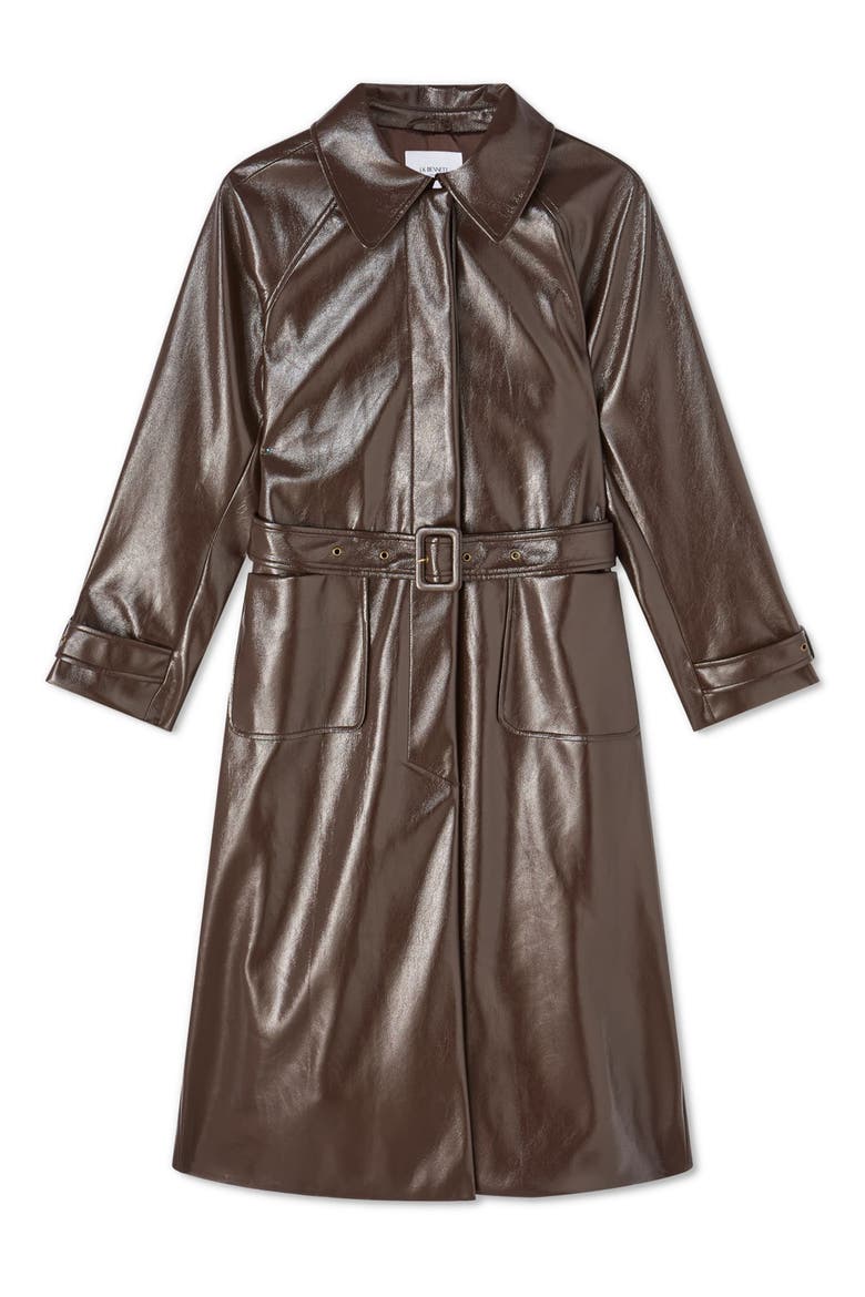 Wendy Faux Leather Trench Coat, Main, color, DEEP PURPLE
