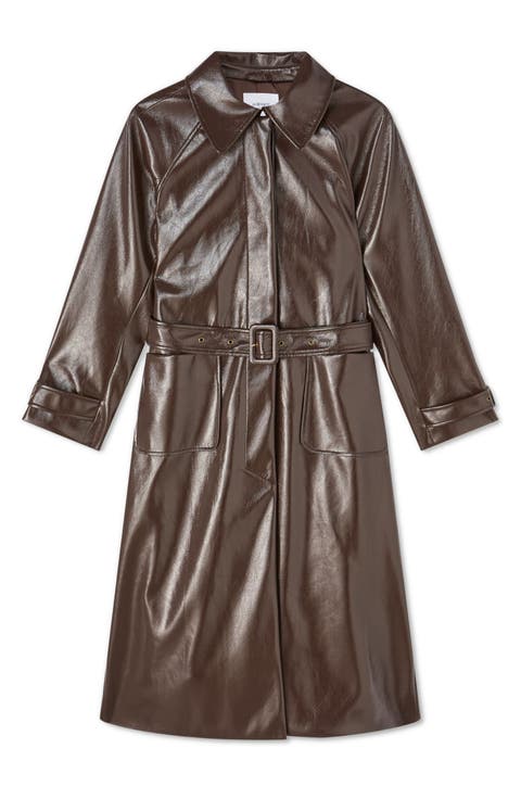 Wendy Faux Leather Trench Coat