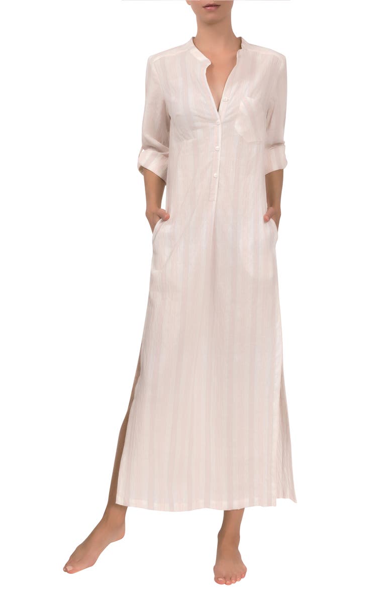 Everyday Ritual Tracey Stripe Cotton Nightgown, Main, color, Strawberry Stripe