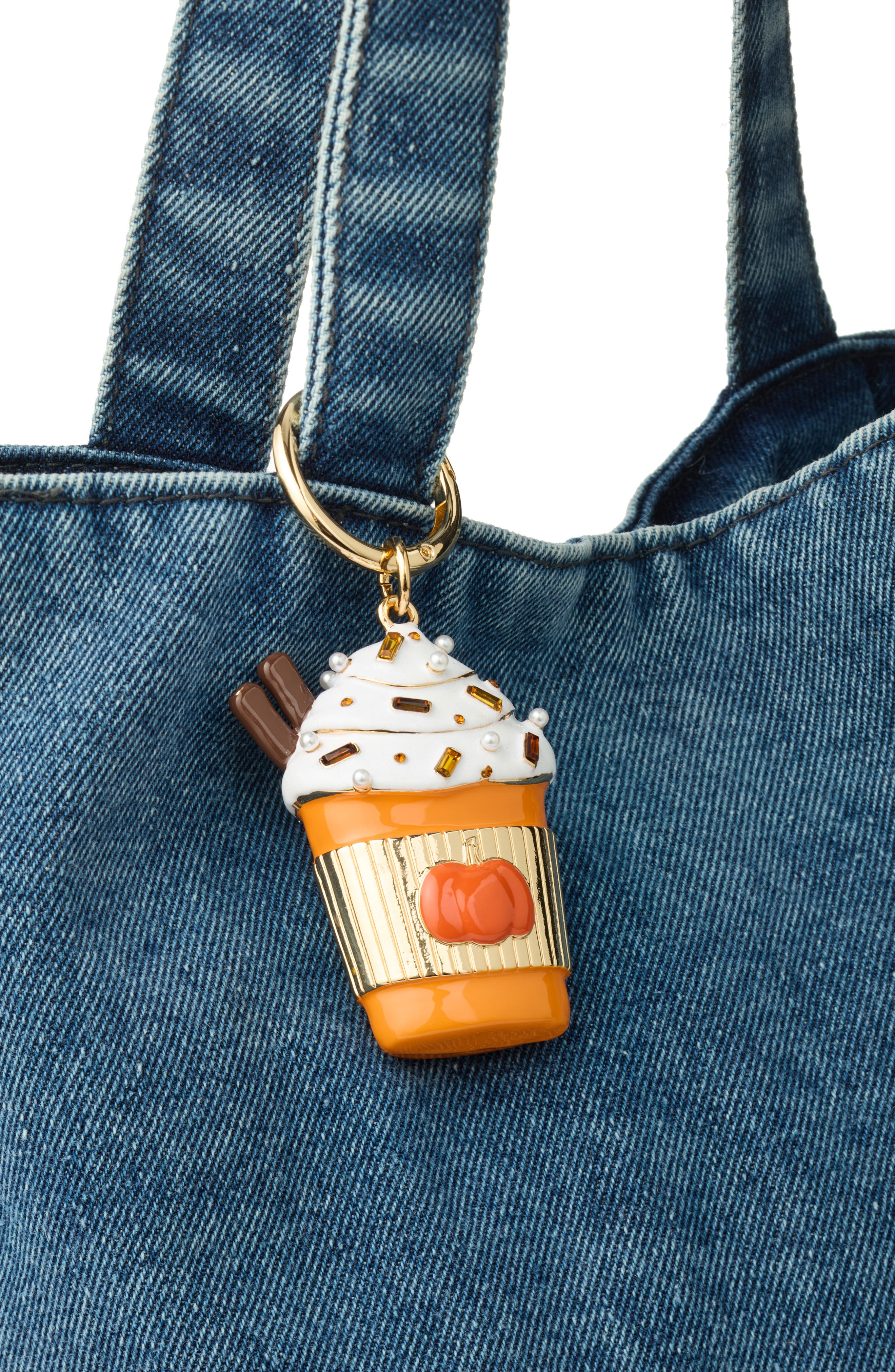 Pumpkin Latte Bag Charm, Alternate, color, ORANGE MULTI- GOLD