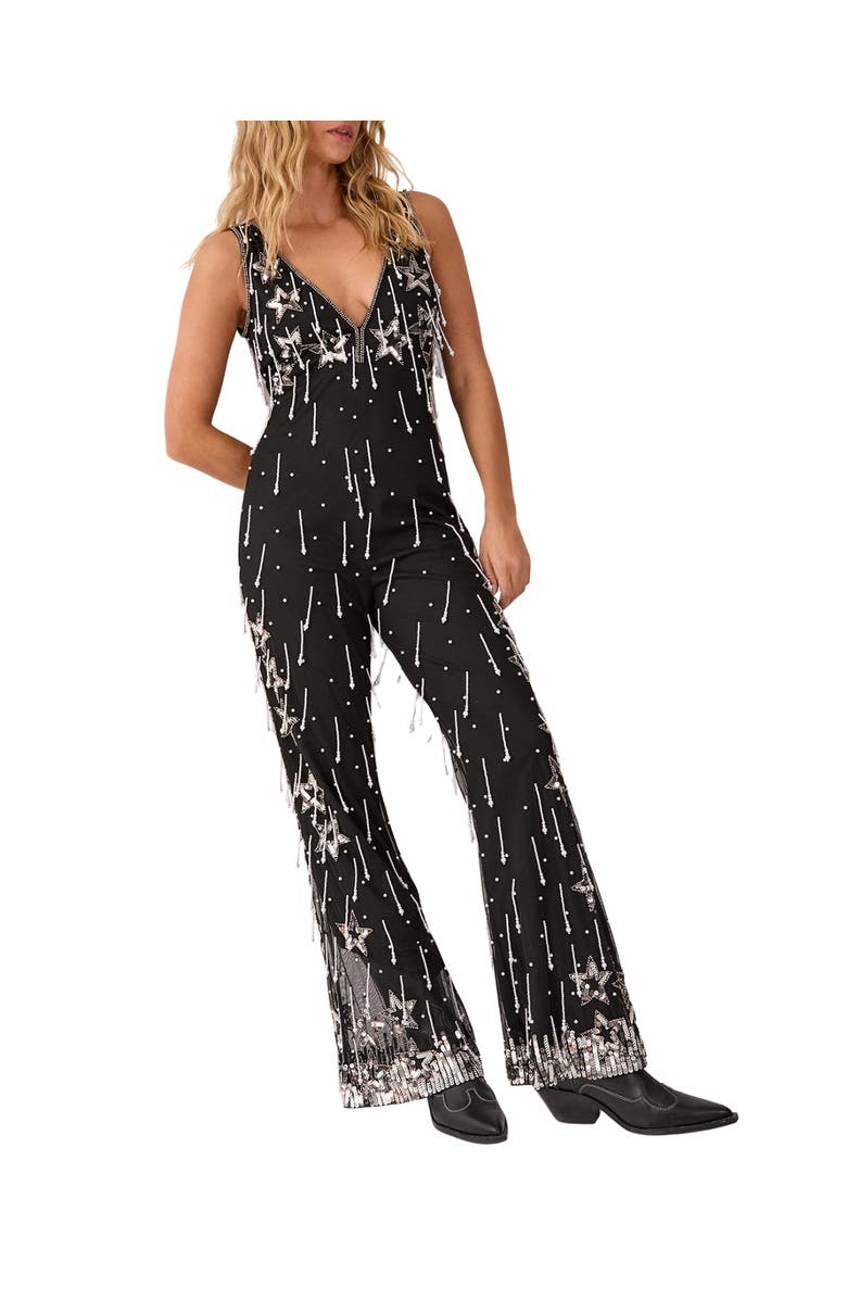 NASTY GAL Droplet Plunge Jumpsuit, Alternate, color, Black