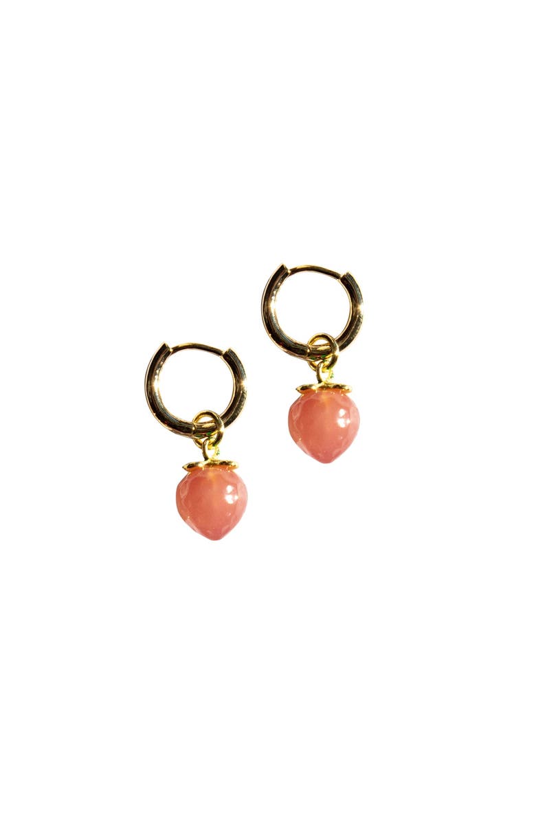 seree Harvest Strawberry Jade stone charm earrings, Alternate, color, Pink