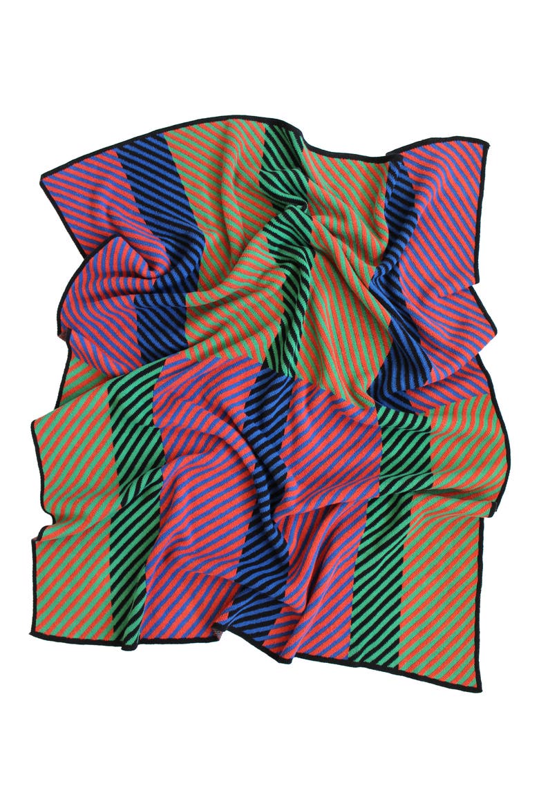 Optical Movement Throw Blanket, Alternate, color, BLACK RUST GREEN BLUE