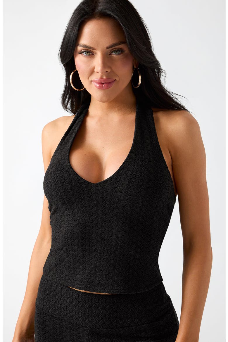 Joey V-Neck Halter Top, Alternate, color, JET BLACK