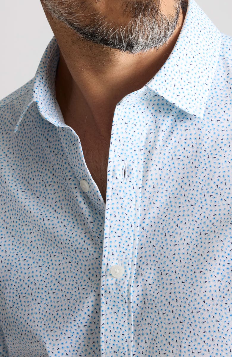 UNTUCKit Brookstone Dandelion Print Short Sleeve Performance Button-Up Shirt, Alternate, color, Blue