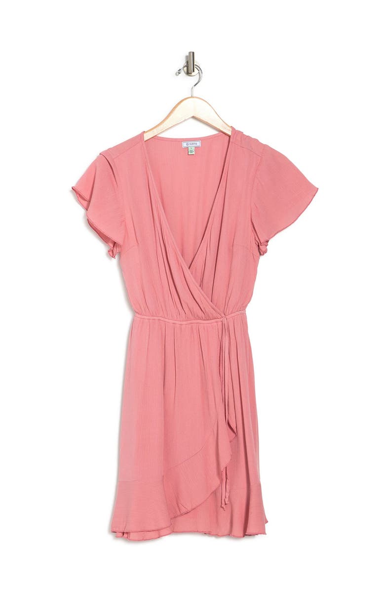 Susina<sup>®</sup> Flutter Sleeve Faux Wrap Dress, Alternate, color, 
