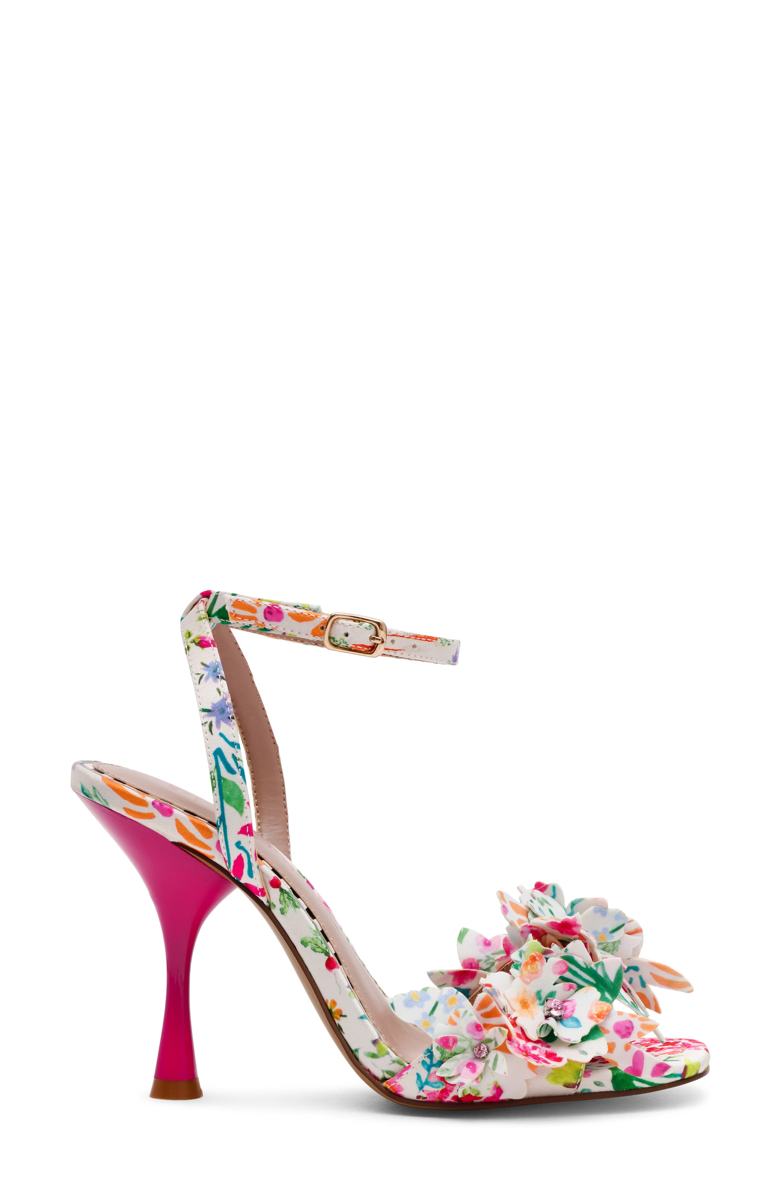 Betsey Johnson Hilley Ankle Strap Sandal, Alternate, color, Natural Floral Multi