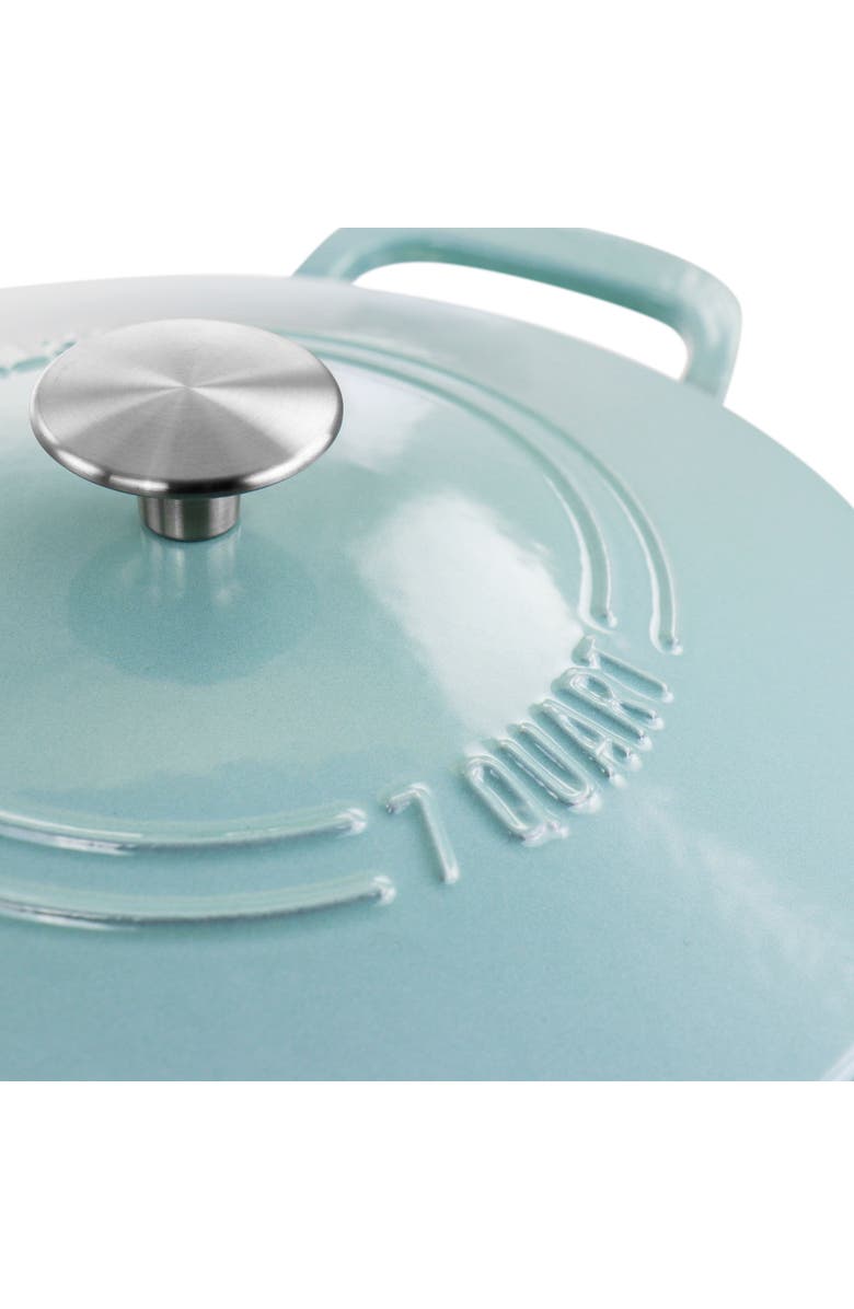 MARTHA STEWART Enameled Cast Iron 7 Quart Dutch Oven with Lid, Alternate, color, Turquoise