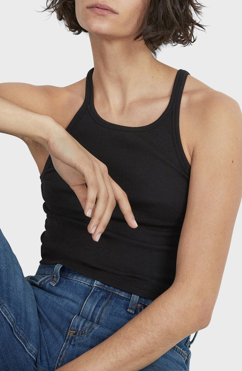 rag & bone The Essential Rib Stretch Organic Pima Cotton Tank, Alternate, color, 