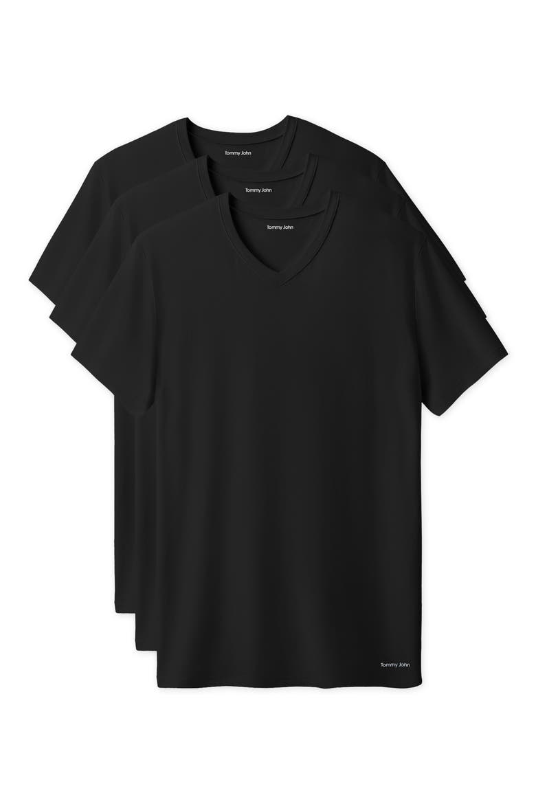 3-Pack Second Skin Stay Tucked V-Neck Undershirts, Alternate, color, BLACK