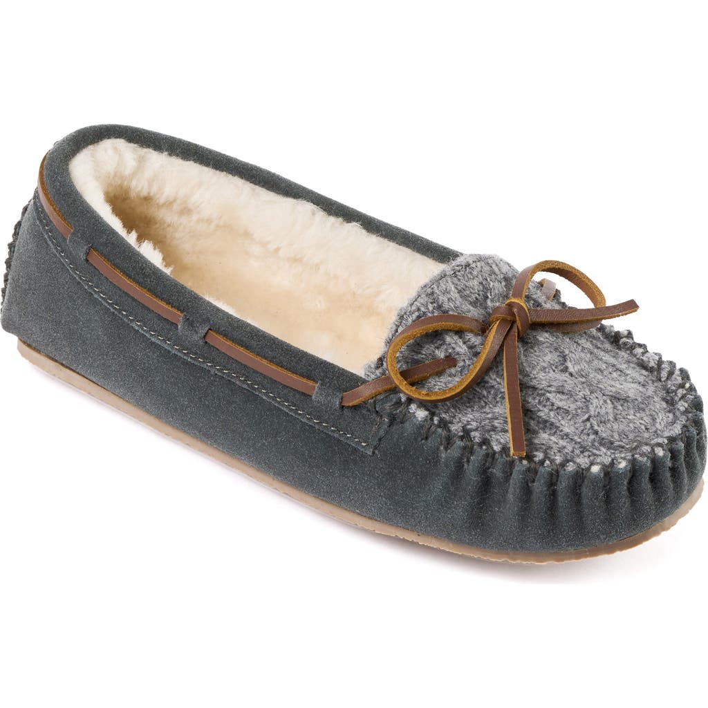 Minnetonka Cosi Faux Shearling Slipper In Gray