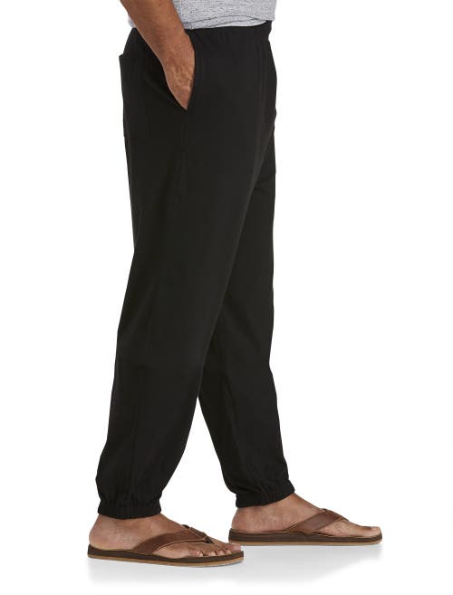 Harbor Bay By Dxl Big & Tall Cinched-hem Jersey Pants In Black