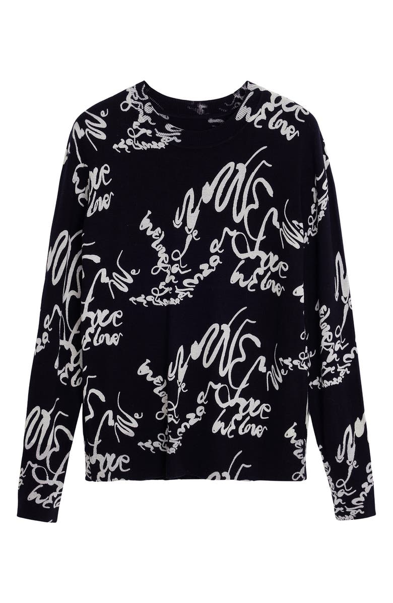 Desigual Handwritten Cotton Blend Sweater, Alternate, color, 