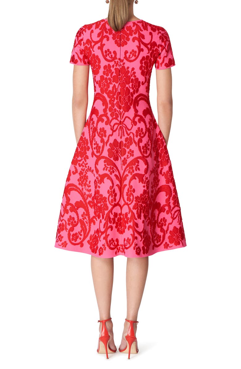 Carolina Herrera Floral Jacquard Knit Fit & Flare Dress, Alternate, color,