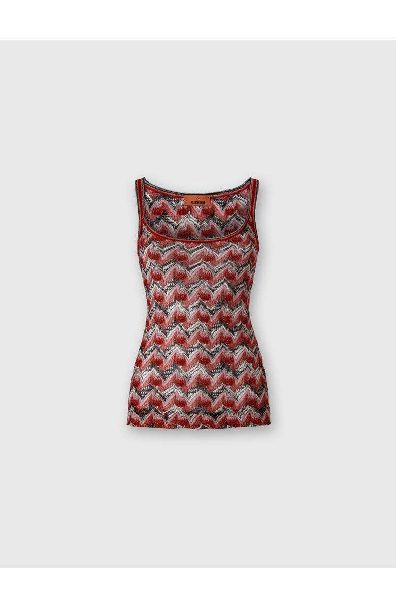 Missoni Viscose Tank Top With Round Neckline, Main, color, Black & Red
