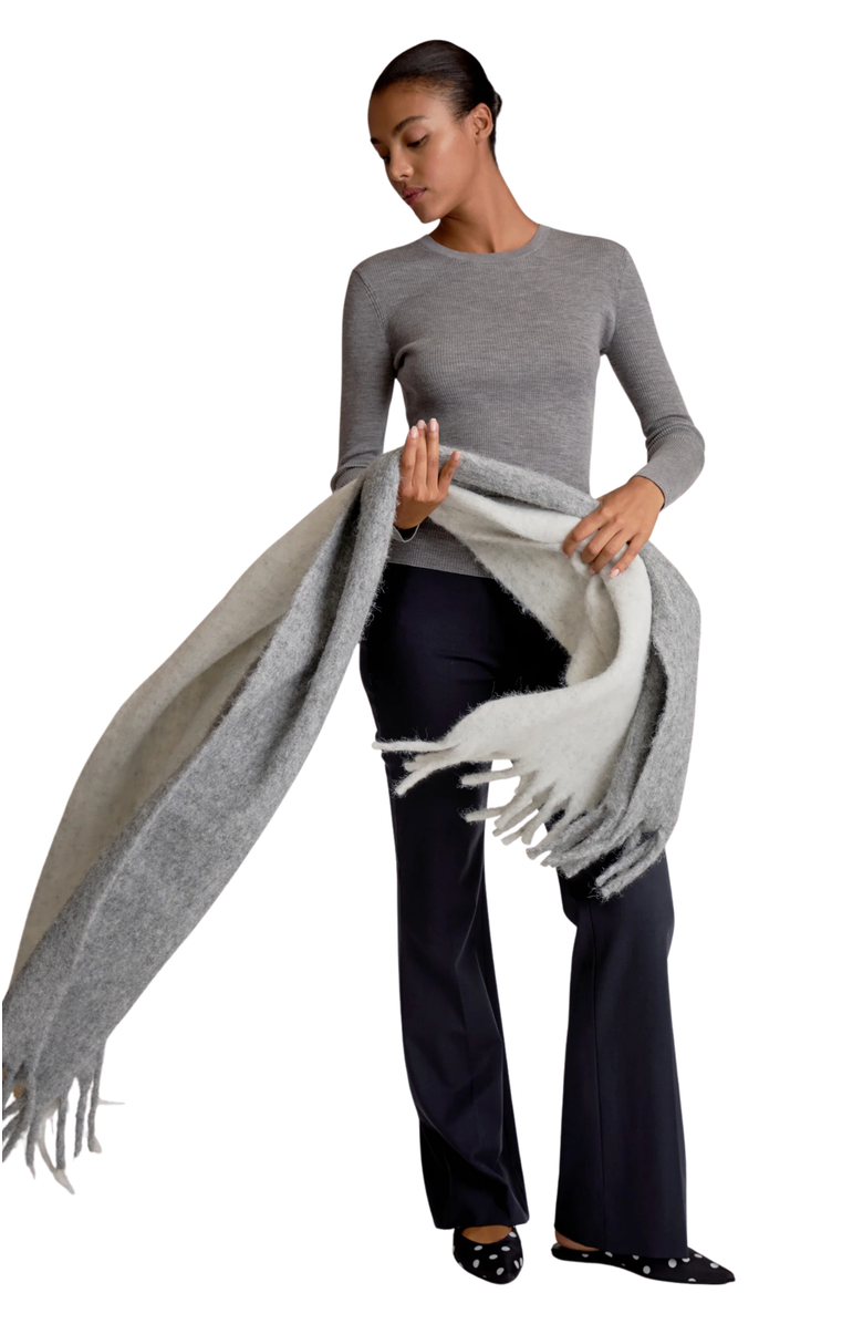 M.M.LaFleur Beck Ribbed Merino Sweater, Alternate, color, Gray Melange