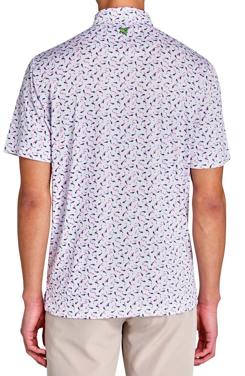CONSTRUCT Regular Fit Koi Fish Recycled Performance Golf Polo, Alternate, color, White
