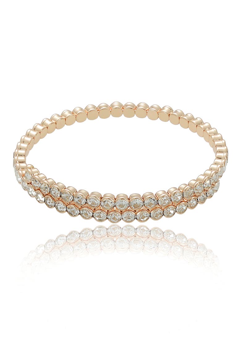 Overlapping Crystal Bangle Bracelet, Main, color, GOLD
