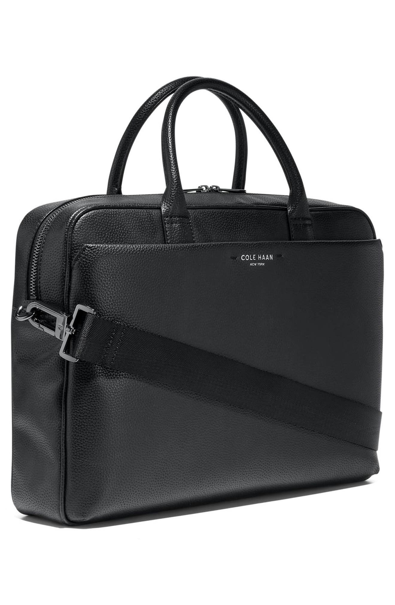 Cole Haan Belmont Leather Briefcase, Alternate, color, Black